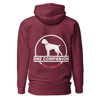 Classic training hoodie for dog lovers and obedience trainers maroon