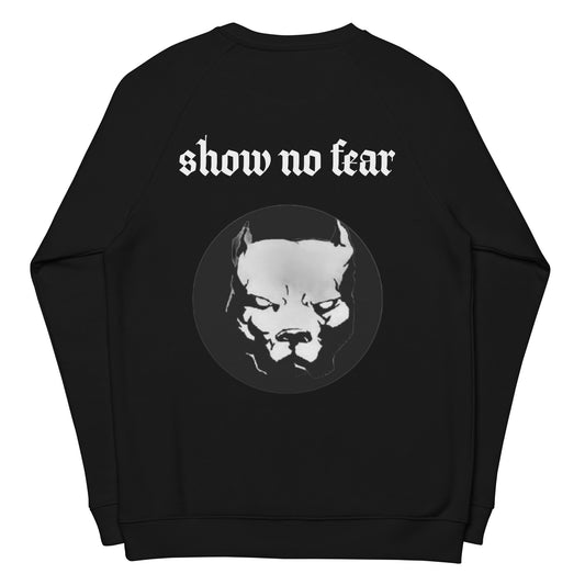 "‘Show No Fear’ sweatshirt promoting confidence for dog trainers"